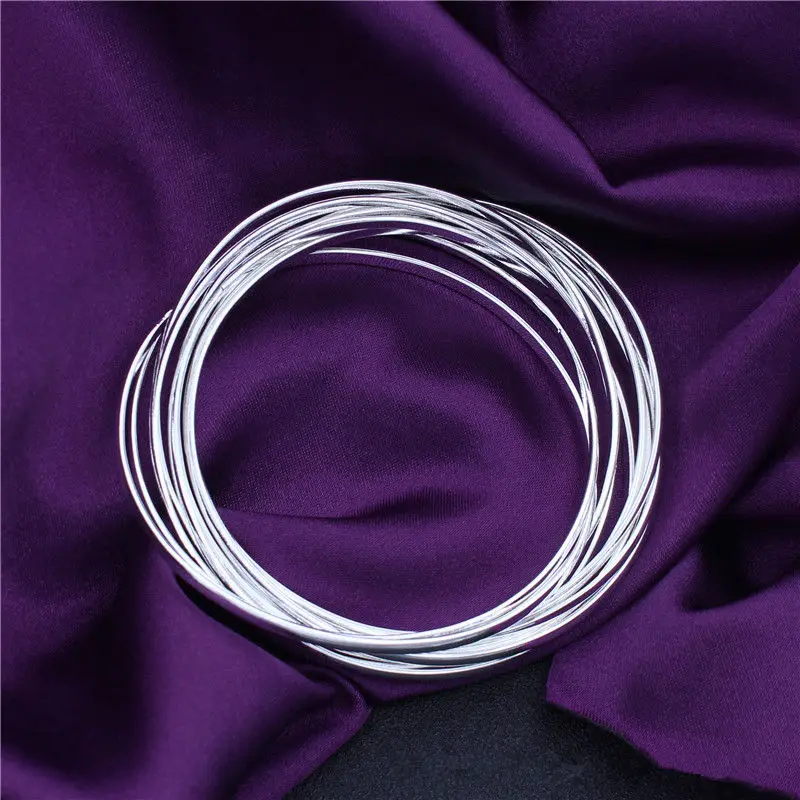 Модные гладкие модные браслеты для женщин 10 шт. серебристого цвета лидер продаж |