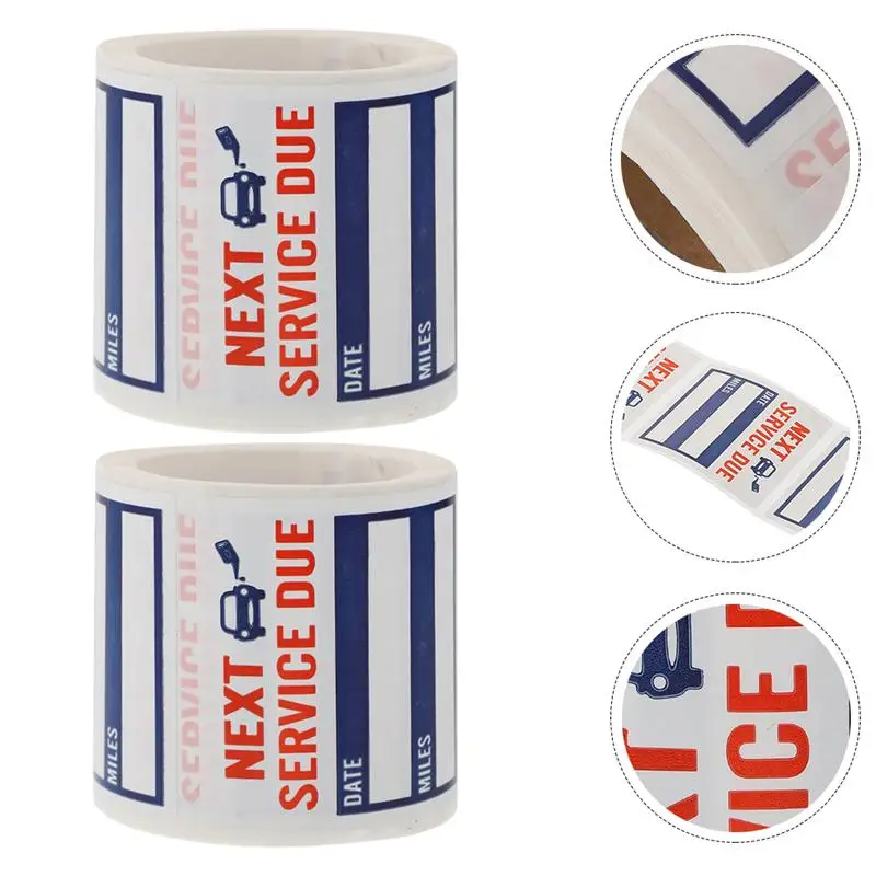 

2 Rolls of 300Pcs Service Due Stickers Simple Car Window Stickers Auto Stickers