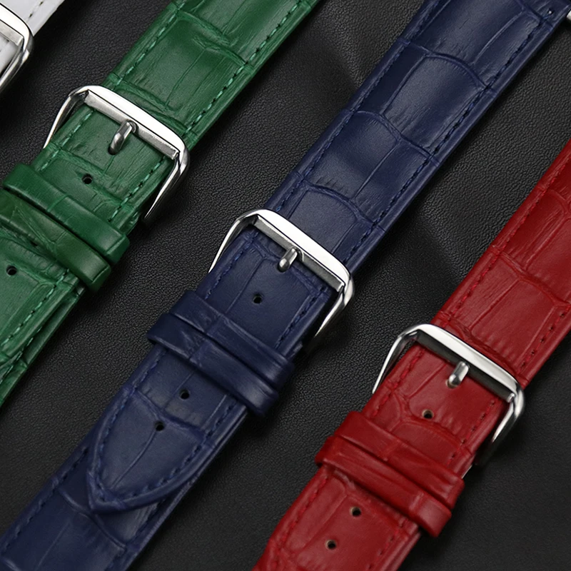 Animal Skin Genuine Leather Watch Strap 38mm 40mm 42mm 44mm Band for Iwatch Apple Smart Watch Wrist Belt Green Pink White Color