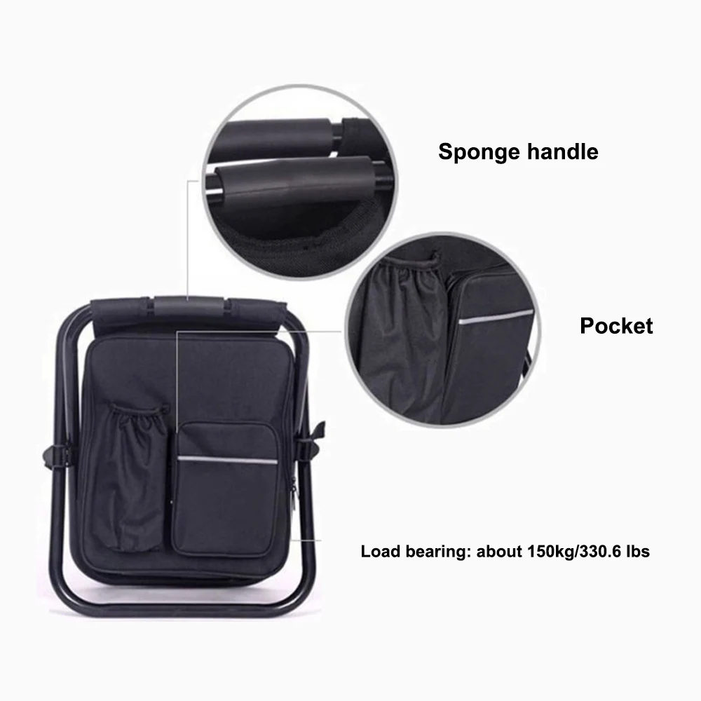 Online HooRu Plaj Balıkçı Taburesi Açık Kamp Katlanır Ile Taşınabilir Sandalye Yalıtımlı Buz Torbası çantası Piknik Yürüyüş Seyahat Koltuk