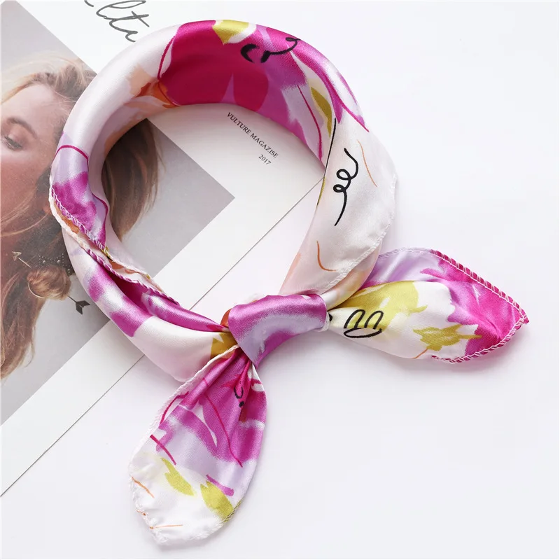 

Scarves Wraps Women Print Various Patterns Colorful Square Silk Scarf for Womens Elegant Gentle Korean Style Lovely Decorative