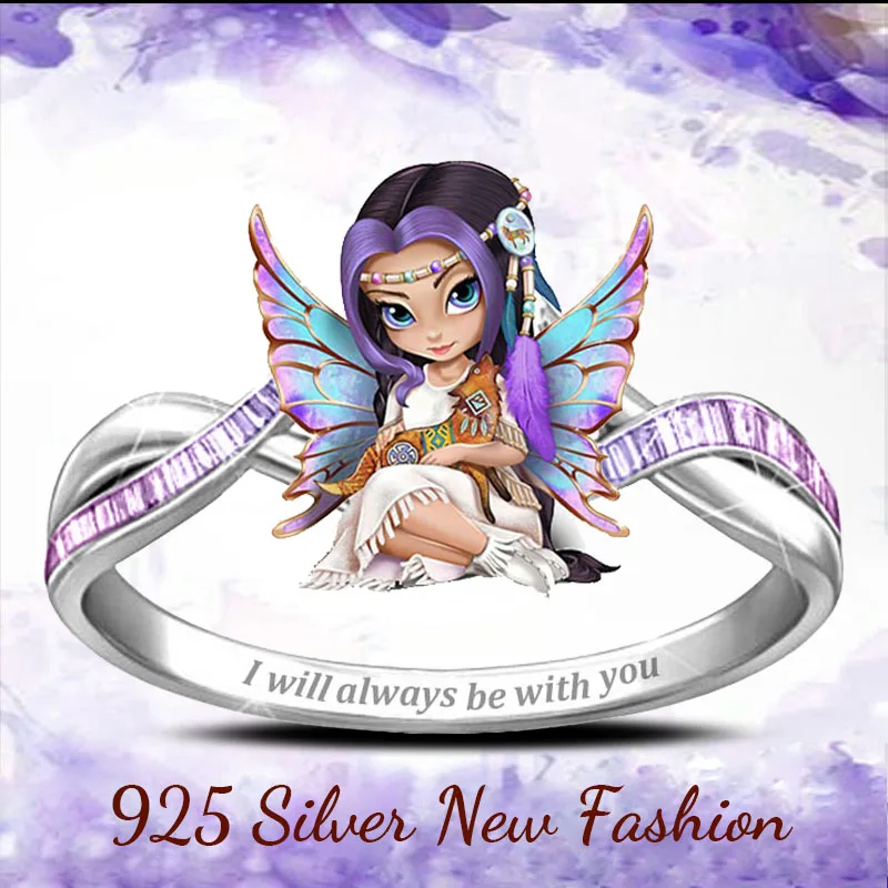 

HelloweenRings Women Accessories Stainless Steel Wedding Engagement Vintage Aestethic Jewelry Princess Fairy Wings Anillos Mujer