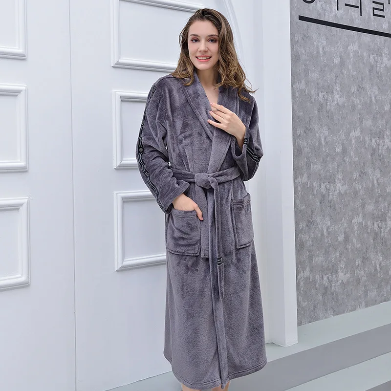 Men Winter Plus Size Long Cozy Flannel Bathrobe Kimono Warm Coral Fleece Bath Robe Night Fur Robes Dressing Gown Women Sleepwear | Мужская