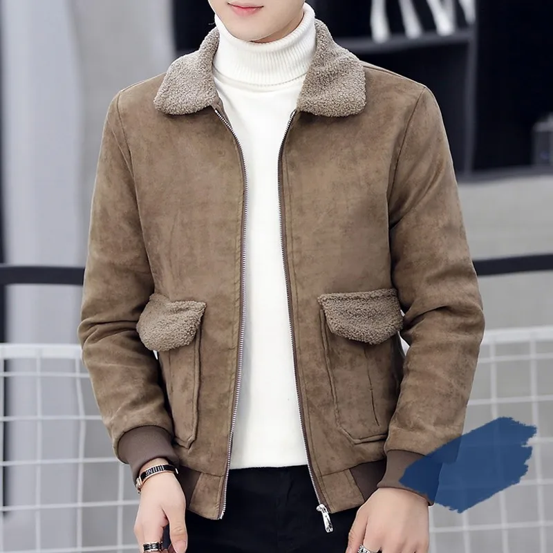 Мужская теплая зимняя куртка на флисовой подкладке с бархатным воротником и