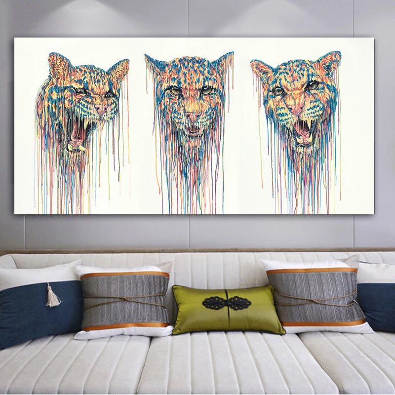 Картина маслом на холсте с изображением животных Leopards акварель современное