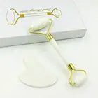 Скребок для массажа лица, Нефритовый, каменный ролик розовый кварц, инструмент для ухода за кожей подбородка