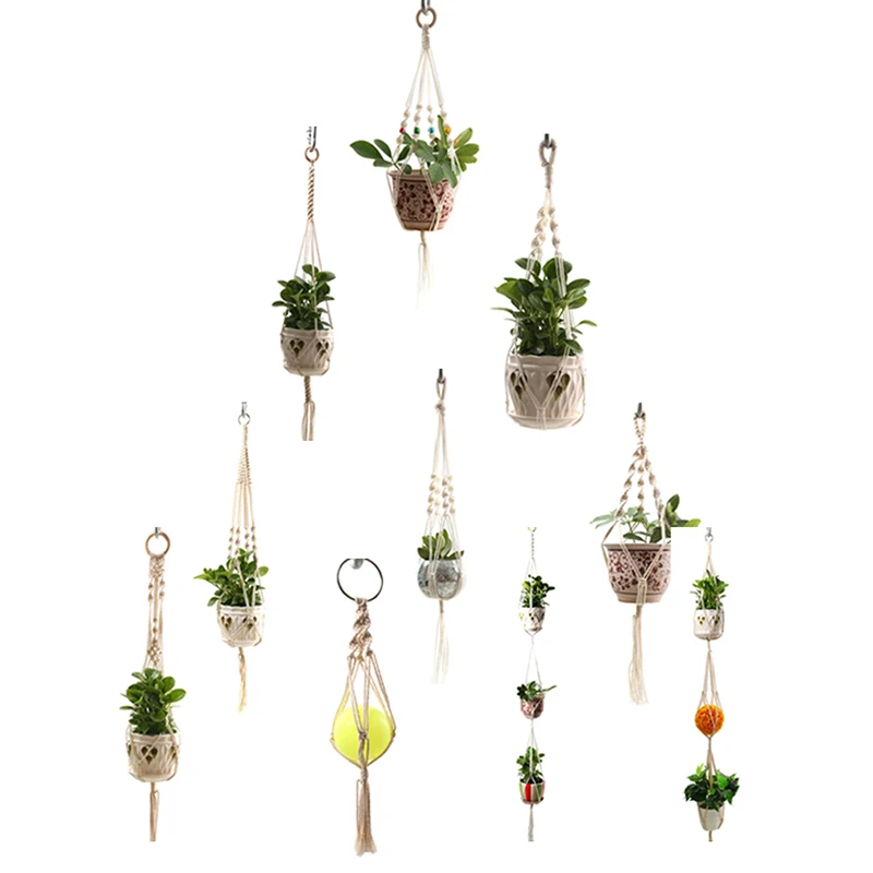 

Macrame Plant Hangers Different Designs - Handmade Indoor Wall Hanging Planter Plant Holder Basket