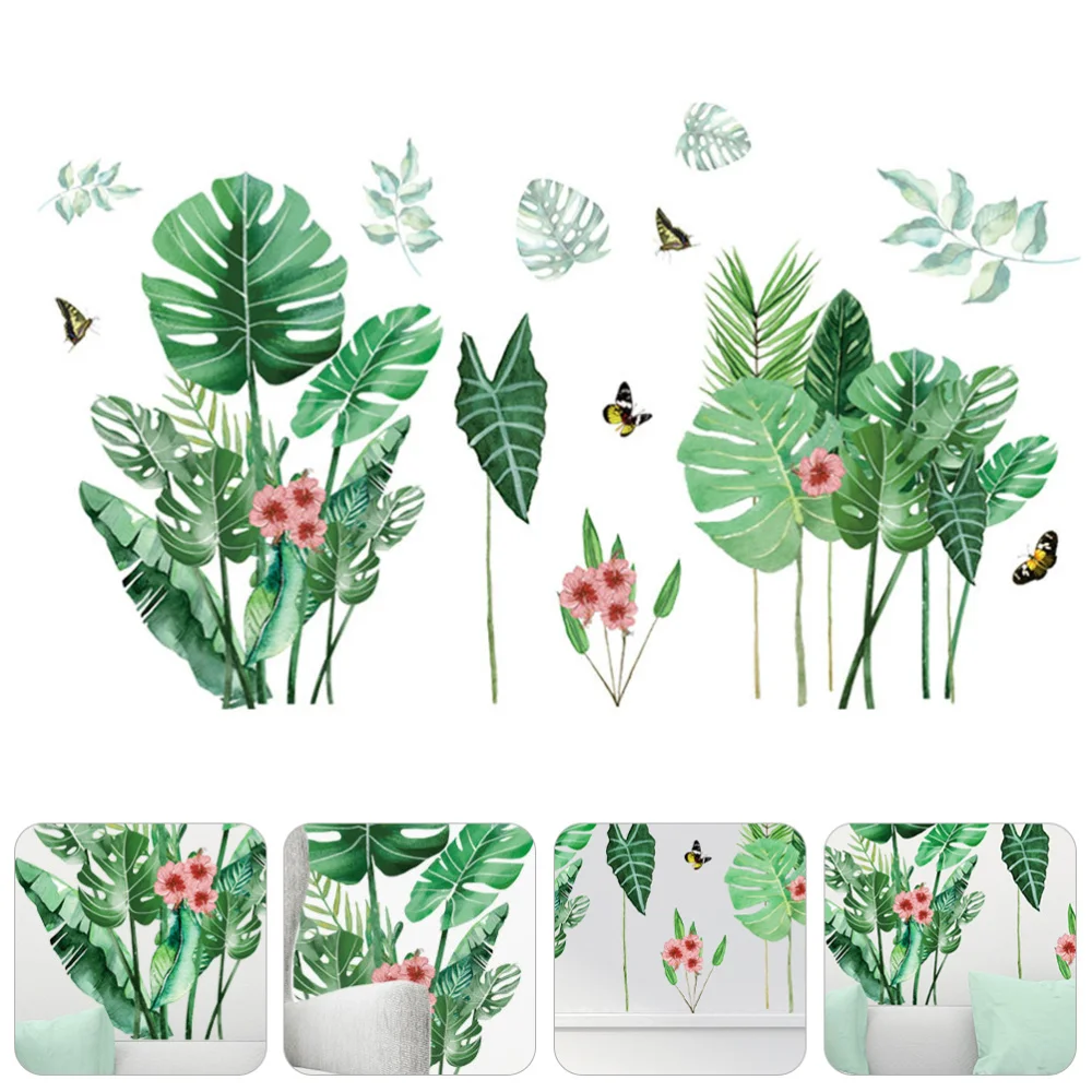 

1Pc Fresh Plant Leaf Sticker Green Leaf Wall Decal Removable Wall Sticker