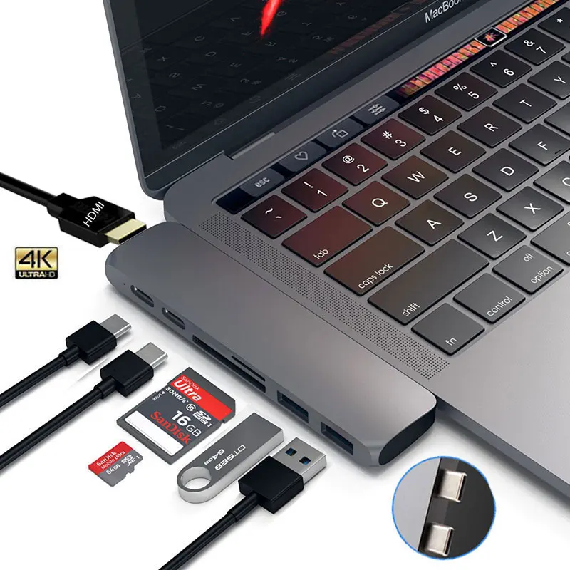 

USB-концентратор Mosible для USB 3,1 Type-C, адаптер HDMI, 4K, Thunderbolt 3, концентратор USB C с концентратором 3,0, кардридер TF, SD, слот PD для MacBook Pro/Air 2020