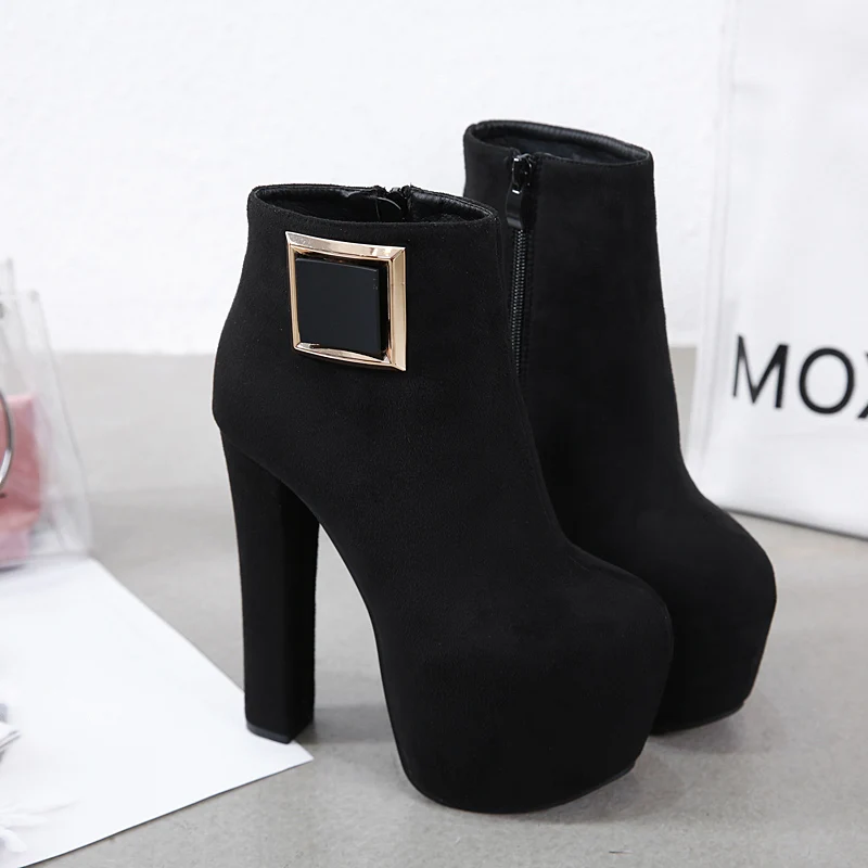 2019 женские пикантные роскошные ботинки на платформе 7 см с металлическим