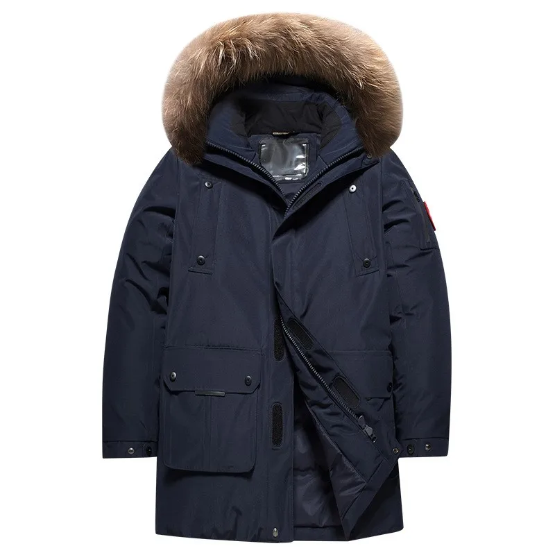 Men's Down Jacket Unisex Thick Warm Waterproof Coat Faux Fur Hooded Parka High Quality Windproof Outwear Male Winter Clothes