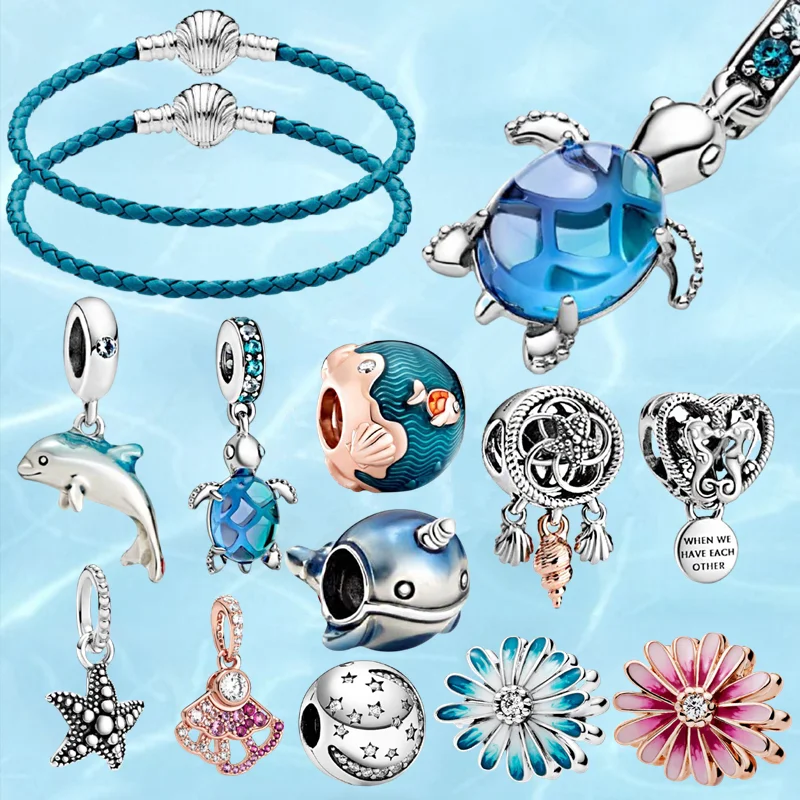 

Factory wholesale 925 sterling silver Heart charm DIY charms Pendants ocean waves & fish beads fit Pandora bracelet DIY pendant