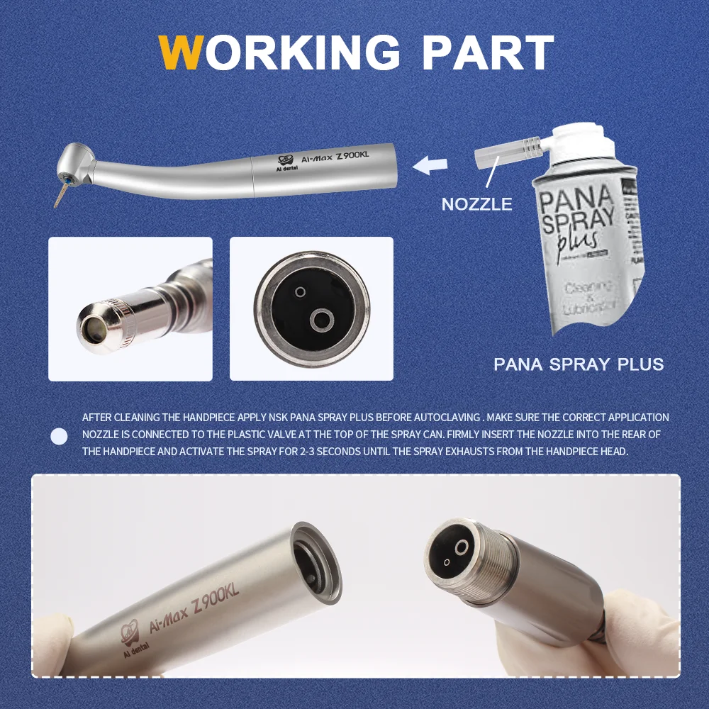 

Kvo Oil Nozzle B2 LED Quick Coupler Connector With Dental Quattro Water Spray Z900KL Stainless Steel Body High Speed Handpiece