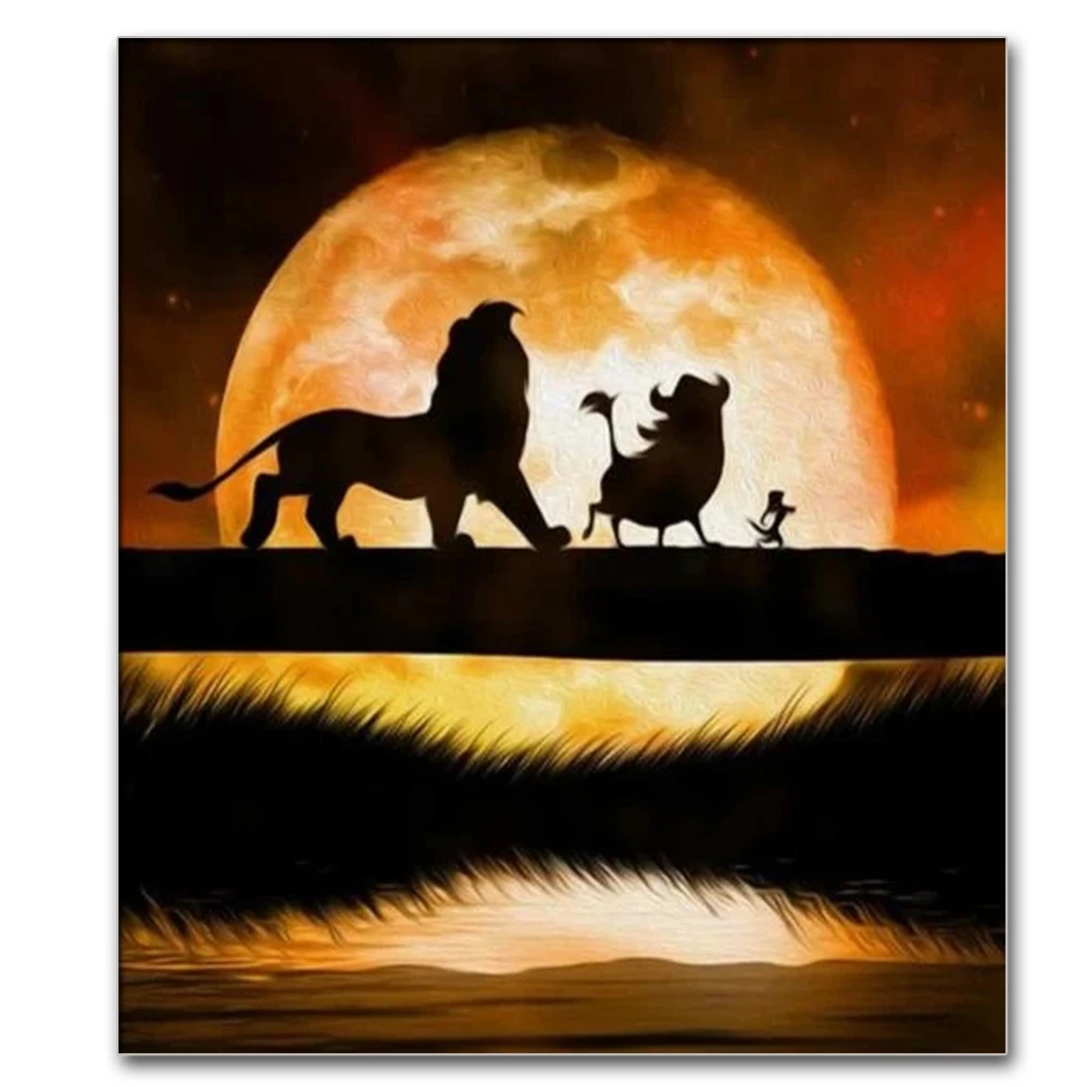 

Lion Moon Diamond Painting Animal Full Diamond Square/Round Diamond Embroidered 5D Picture, New Product Hot Sale Gift 2021