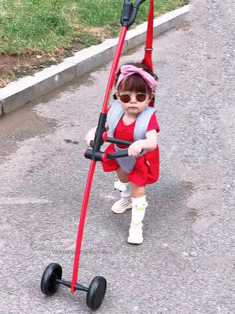 Toddler Walking Equipment with Armrest & Parent Handrail, Anti-Fall Rope Included, Aluminium Alloy Frame Baby Wings