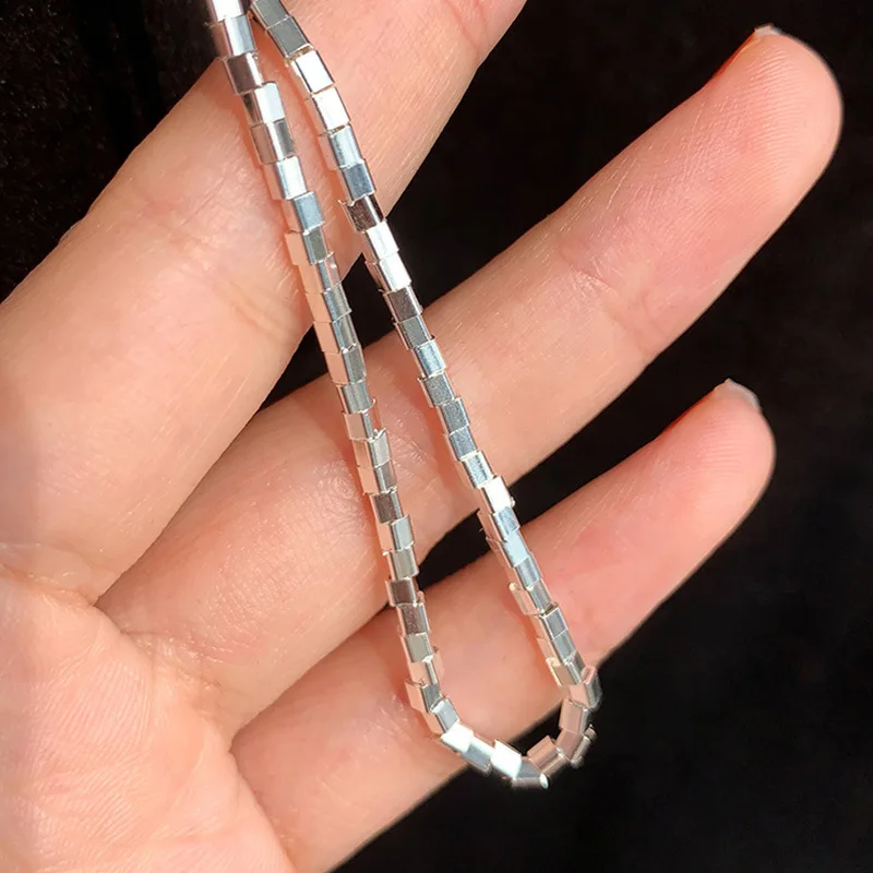 MEWANRY Minimalist 925 Stamp Bracelets for Women Trendy Elegant Charming Simple Smooth Cube Chain Party Jewelry Gifts | Украшения и