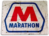 kalynvi metal tin sign 8x12 inches tin sign marathon gas station tin metal sign oil shop station garage