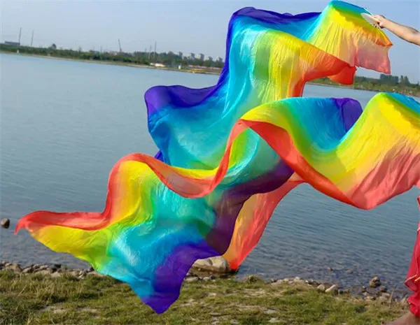 Бесплатная доставка радужная шелковая Фата для танца живота аксессуар костюма