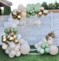 117214 pcs macaron olive white balloon garland arch kit chrome gold balloons for wedding birthday home party