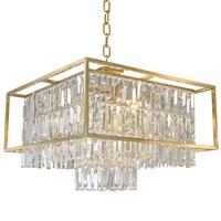 nordic modern led full copper chandeliers k9 crystal glass shade suspendsion light lighting living room luxury decoration light