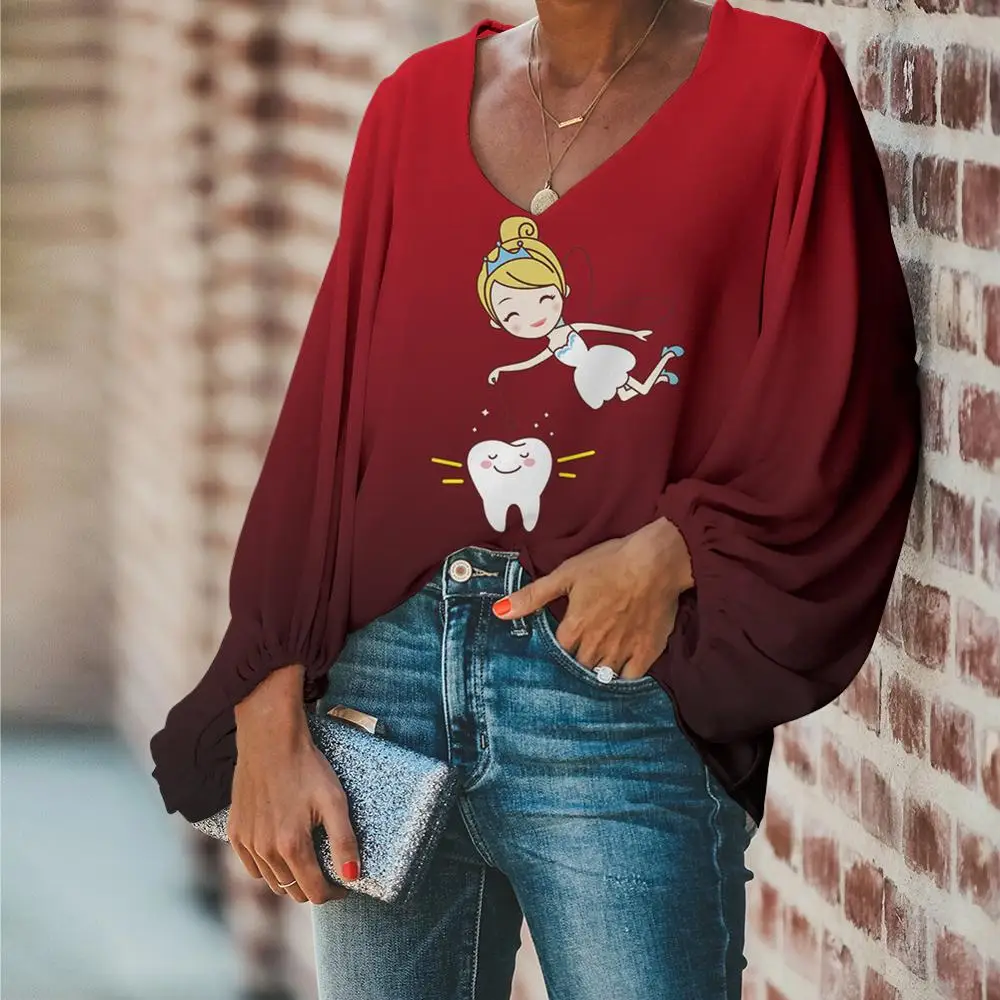 Женская брендовая одежда FORUDESIGNS модные женские топы и блузки с милым принтом