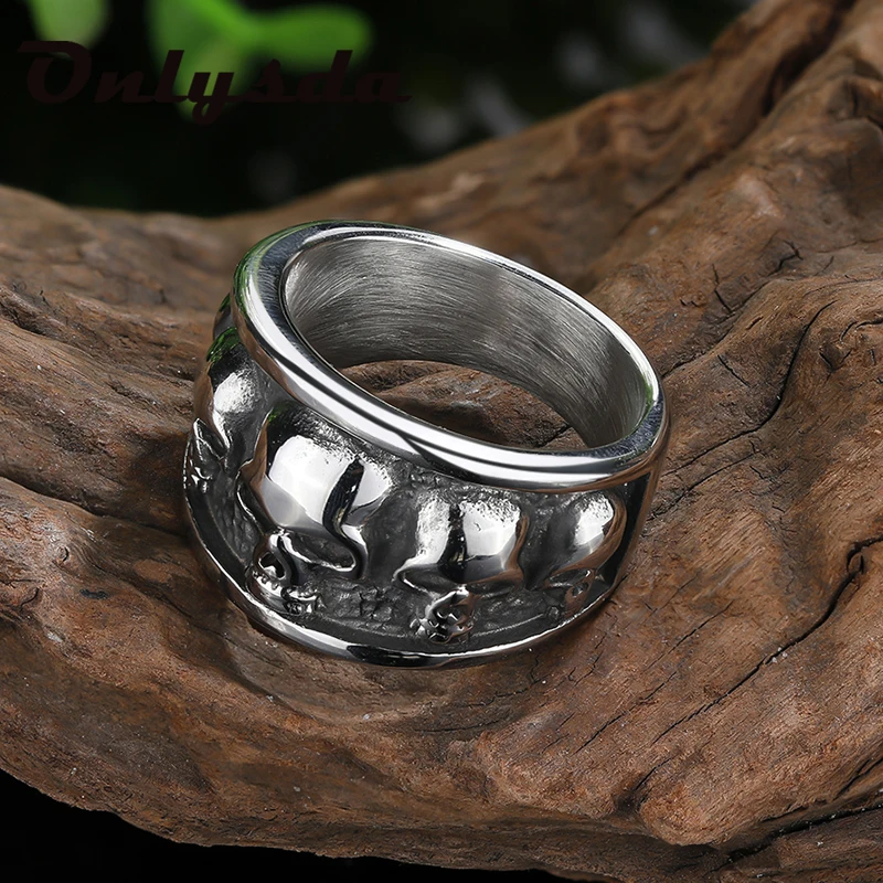 Бесплатная доставка стильных аксессуаров готического стиля из нержавеющей стали, потерянное черепное кольцо Anel Masculino, панк-украшения, подарок для парня OSR731.