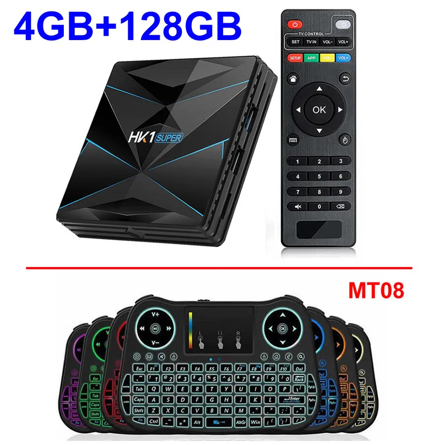 4GB 128GB add MT08 HK1 супер андроид 9,0 Смарт ТВ приставка Rockchip RK3318 4 Гб ОЗУ 128 Гб ПЗУ 2,4 ГБ 5 Гб двойной wifi BT4.0 USB 3,0 3D HDR 4K ТВ приставка - Цвет: 4GB 128GB add MT08