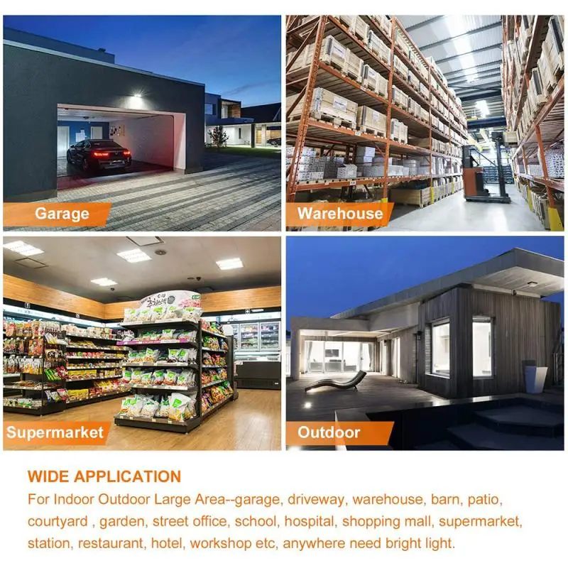 

4 Ajustable Panels LED Garage Lights Foldable Fan Blades Deformable Workshop Warehouse Ceiling Industrial Lighting Accessories