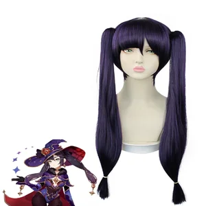 Game Genshin Impact Mona Ponytails Long Wig Cosplay Costume Heat Resistant Synthetic Hair Women Part in USA (United States)
