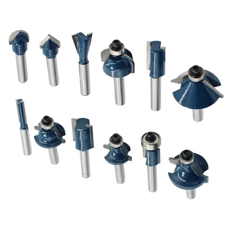 

HOT-12Pcs Woodworking Router Bit Set, 1/4 Shank Hard Alloy Router Bits Burr Rotary Tools for Drilling Carving Engraving