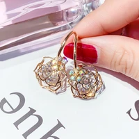 fashion new rose earrings female temperament personality wild earrings exaggerated long earring friends wedding gift
