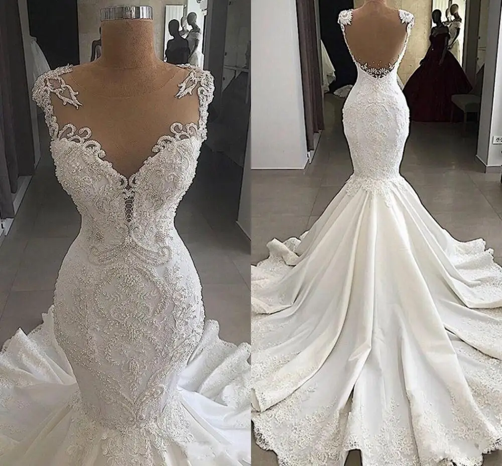 

Платье женское свадебное со съемным шлейфом и кружевной аппликацией