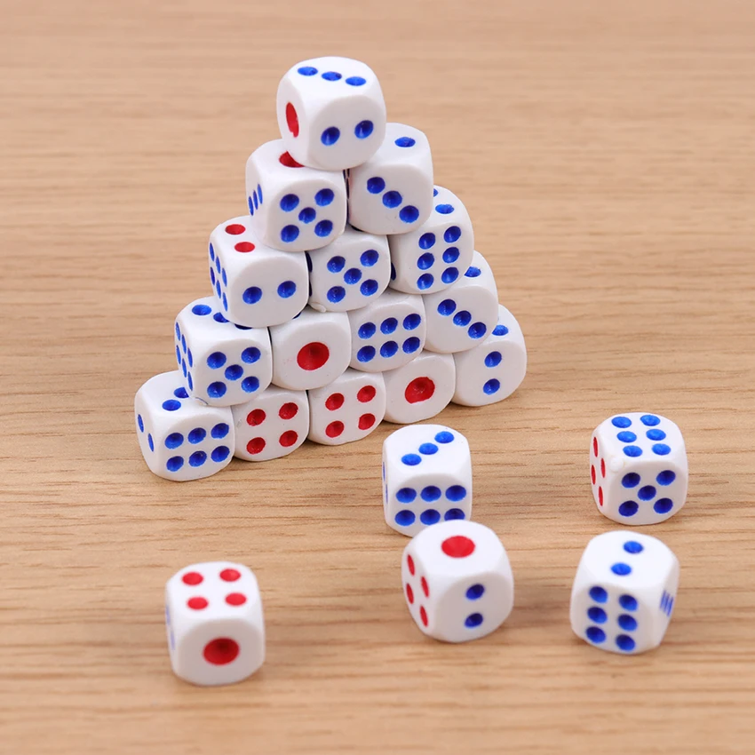 

10PCS Leisure and entertainment Dices 12mm Plastic White Gaming Dice Standard Six Sided Decider Birthday Parties Board Game