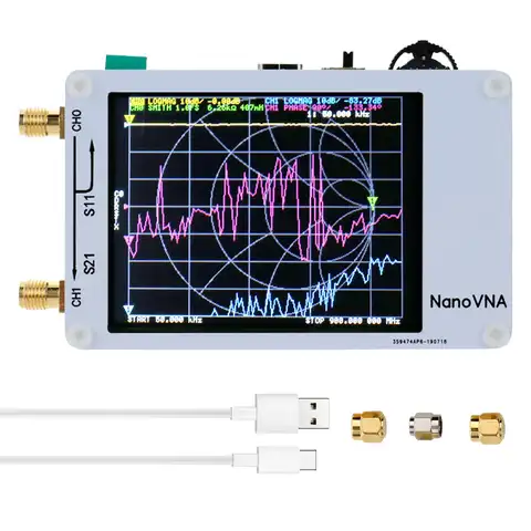 Портативный Векторный анализатор сети с сенсорным экраном 50 кГц-900 МГц, цифровой анализатор коротких волн HF VHF UHF, стоячие волны