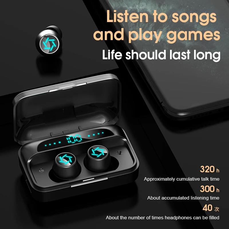 Беспроводные Bluetooth наушники с микрофоном TWS сенсорным управлением 9D
