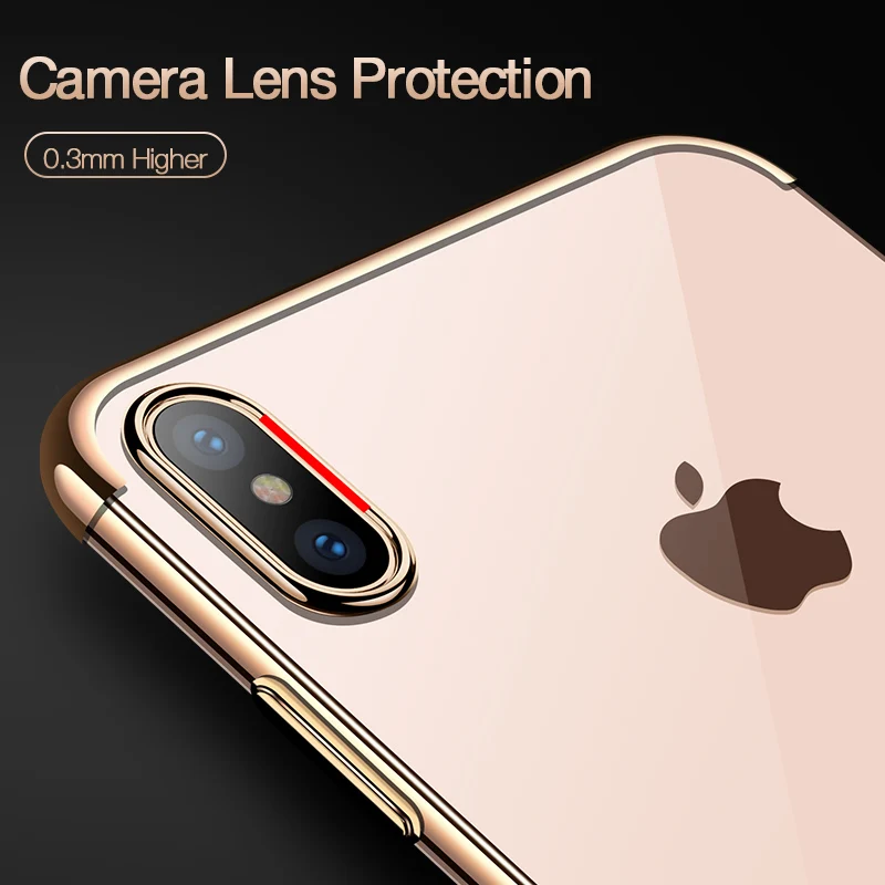 CAFELE Silicone Case for iPhone XS MAX Color Plating Luxury Transparent Backing Soft TPU Phone Full Cover |