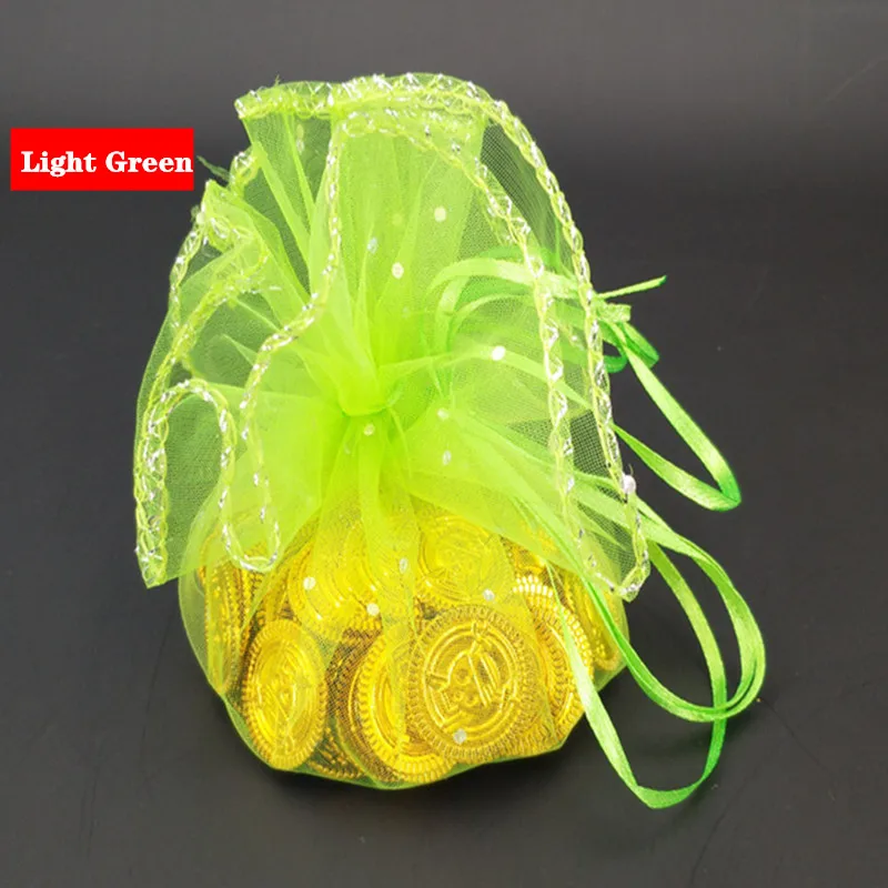 light green 50 шт. красочные свадебные сувениры и подарки круглый мешок из органзы Ювелирные изделия мешочки Марля Элемент мешок Свадебные/единорог вечерние украшения 5Z - Цвет: light green
