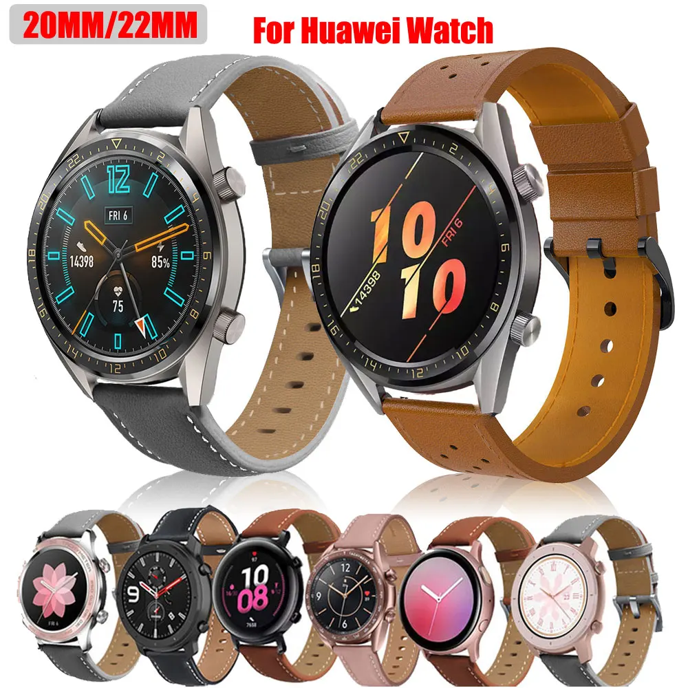 

22/20mm Watch Strap For Huawei Watch GT 2 42 46/2e Strap Watch 3 TicWatch Pro Leather Correa Amazfit PACE GTR/Gear S3 Frontier