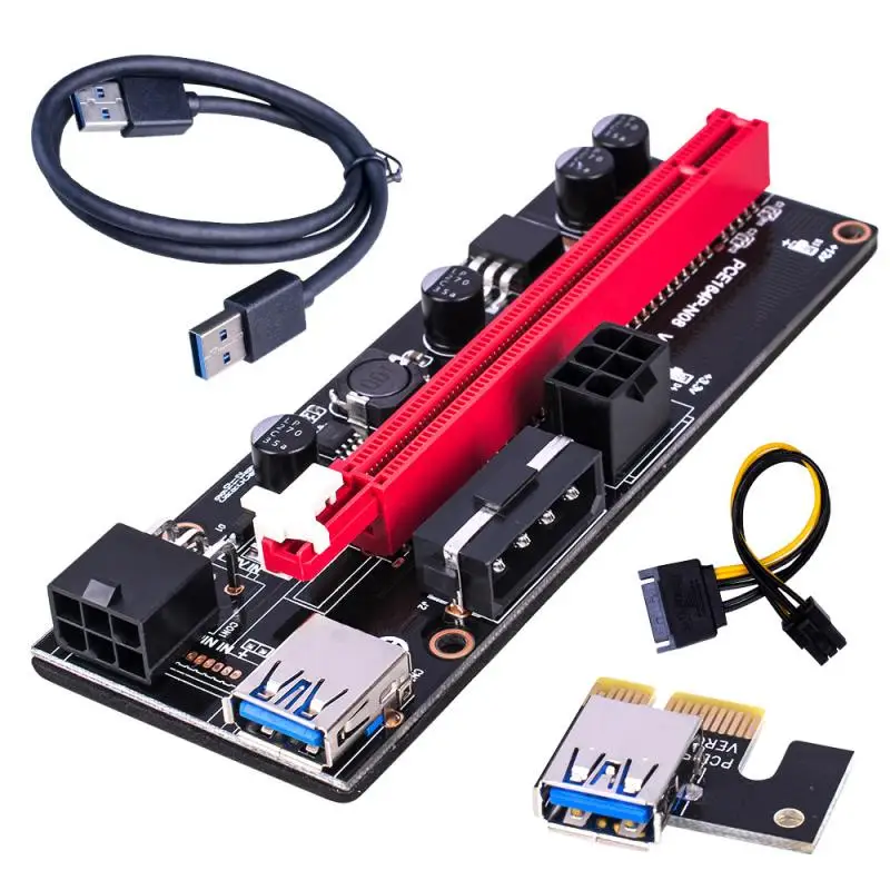 

Ver009 Usb 3.0 Pci-E Райзер Ver 009S Экспресс 1X 4X 8X 16X Райзер адаптеры карта Sata 15Pin до 6 Pin кабель питания USB кабели