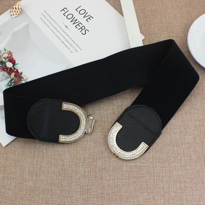 Пояс корсет со стразами женский пояс эластичный с широкой талией CC|Женские ремни|