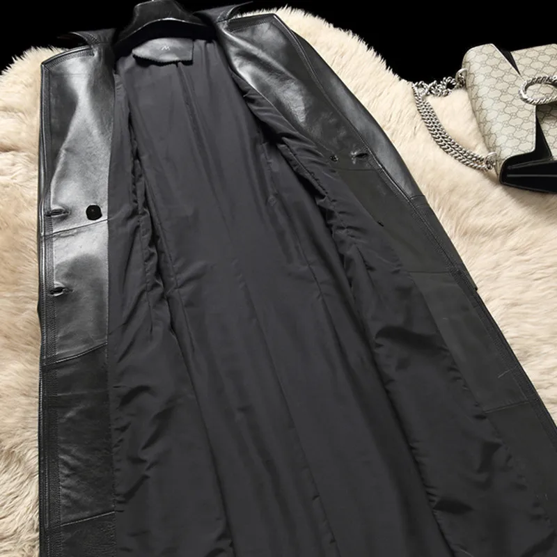 Куртки из натуральной кожи женский длинный тренчкот пальто овчины Женская