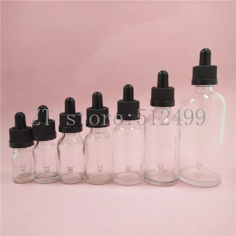 Прозрачная стеклянная бутылка для эфирного масла с черным винтом 2/10 шт.