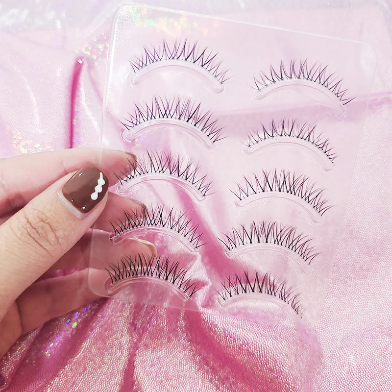 

ACEBEAUTY 5pair Mink Eyelashes Clear Band Crisscross Transparent Band False Eyelashes Handmade Dramatic Lashes Upper Lash