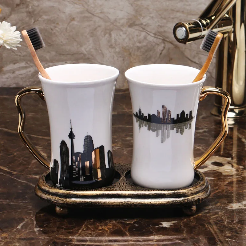 Натуральный Мрамор 12 созвездий чашка держатель для зубной щетки керамики чашку