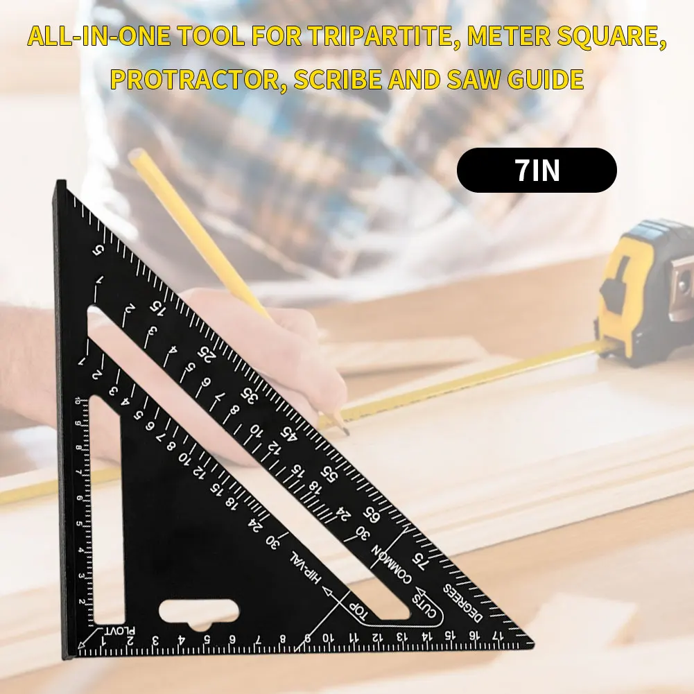 

Плотничная треугольная линейка, метрическая измерительная линейка 7 дюймов, многофункциональный строительный прибор из алюминиевого спла...