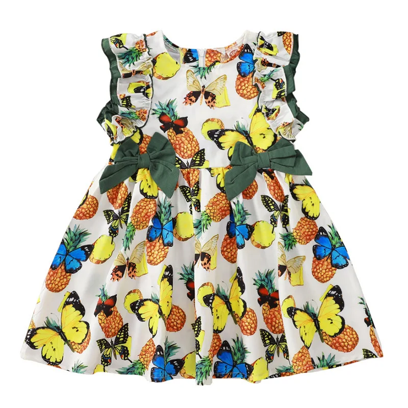 

Summer 2020 Girls Dress Girls Summer Sleeveless O Neck Print Butterfly Bow Cute Dress Cute Dress Vestidos 1-8T