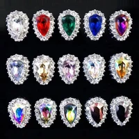 10pcslot alloy shield nail art decorations ab colorful diy glass gems metal nails tips nail charms diamond jewelry rhinestones