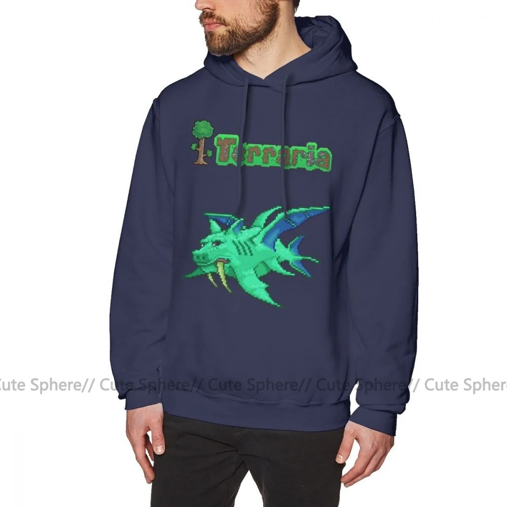Terraria/худи Terraria Duke Fishron, толстовки, Осенний ХХХ пуловер, худи, длинная Хлопковая мужская повседневная синяя уличная одежда, толстовки - Цвет: Navy Blue