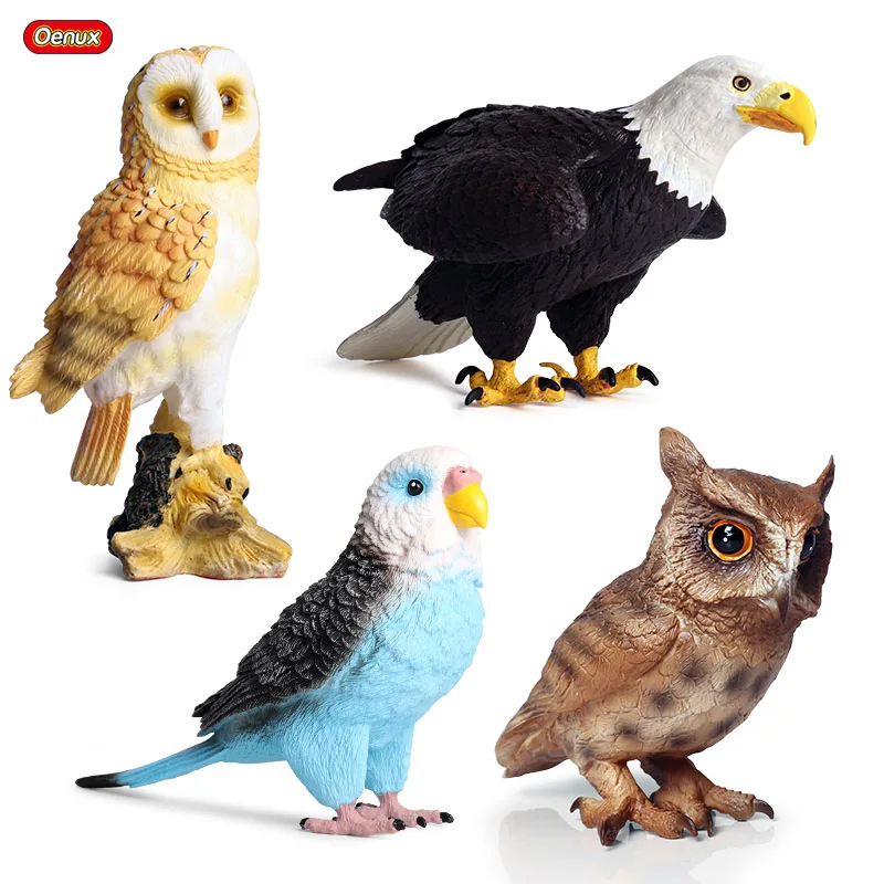 

Oenux Bird Animal Toys for Kids Simulation Parrot Owl Nighthawk Sea Eagle Action Figures Figurines Plastic Children Gift Toy
