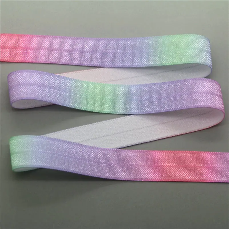 DHK 5/8'' 5yards gradient colors printed Fold Elastic FOE stretch ribbon hairbow headwear headband DIY OEM E1629 | Дом и сад